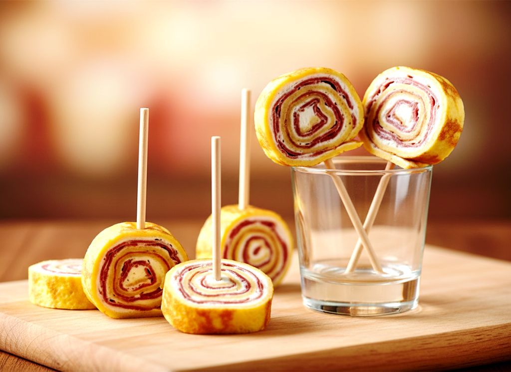 Piruletas de tortilla y jamón ibérico plato infantil divertido