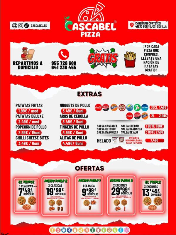 carta extras cascabel pizza bormujo