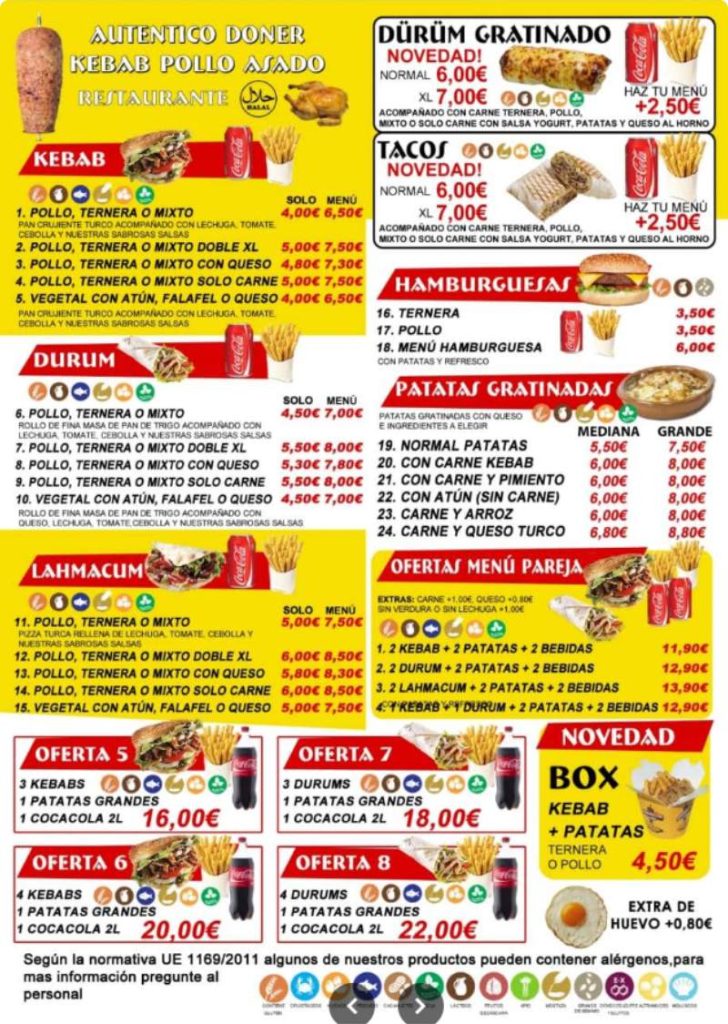carta Auténtico Döner Kebab & Pollo Asado 01